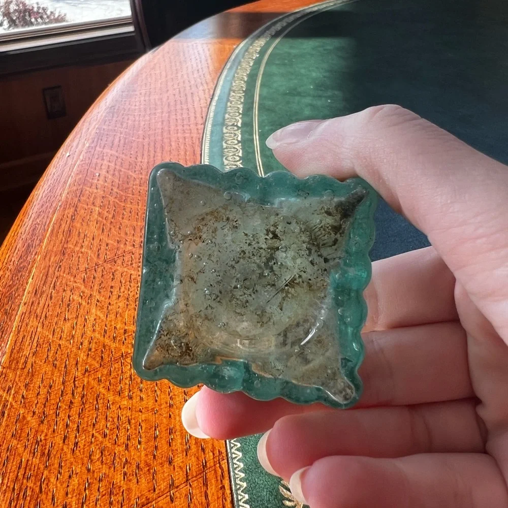 Antique Vintage Victorian Glass Inkwell - Picture 4 of 6